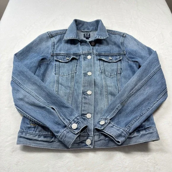 Gap Denim Jacket Womens XS Blue Excellent Medium Wash Trucker Jean Jacket - Picture 4 of 10